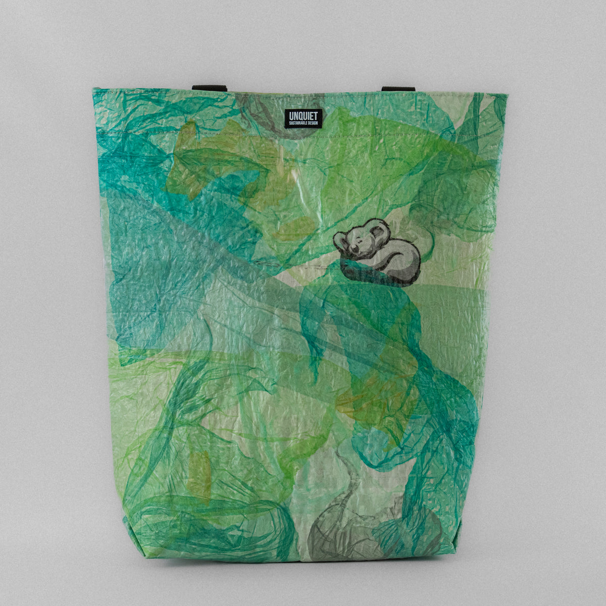 OCEAN Tote Bag – Green Abstract Koala Detail