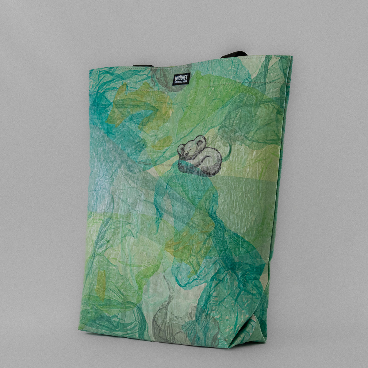 OCEAN Tote Bag – Green Abstract Koala Detail
